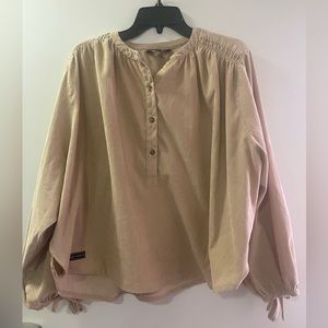 Blousy thin corduroy-like material beige top